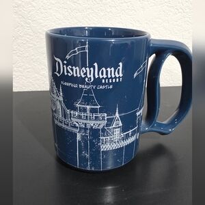 DISNEYLAND RESORT Sleeping Beauty Castle Blueprint Mug D Handle Blue White RARE